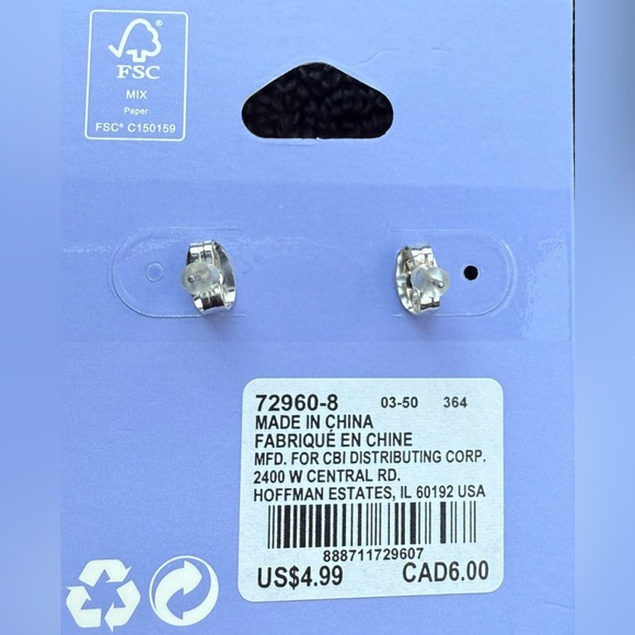 Claire's Faux Crystal Silver and Pink Teddy Bear Stud Pierced Earrings - Picture 7 of 8